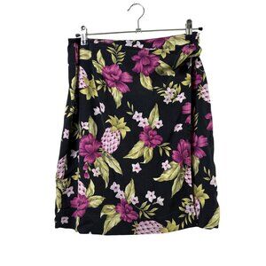 Tommy Bahama Skirt Sarong Swim Cover Up Size S Black Purple Floral Silk Blend